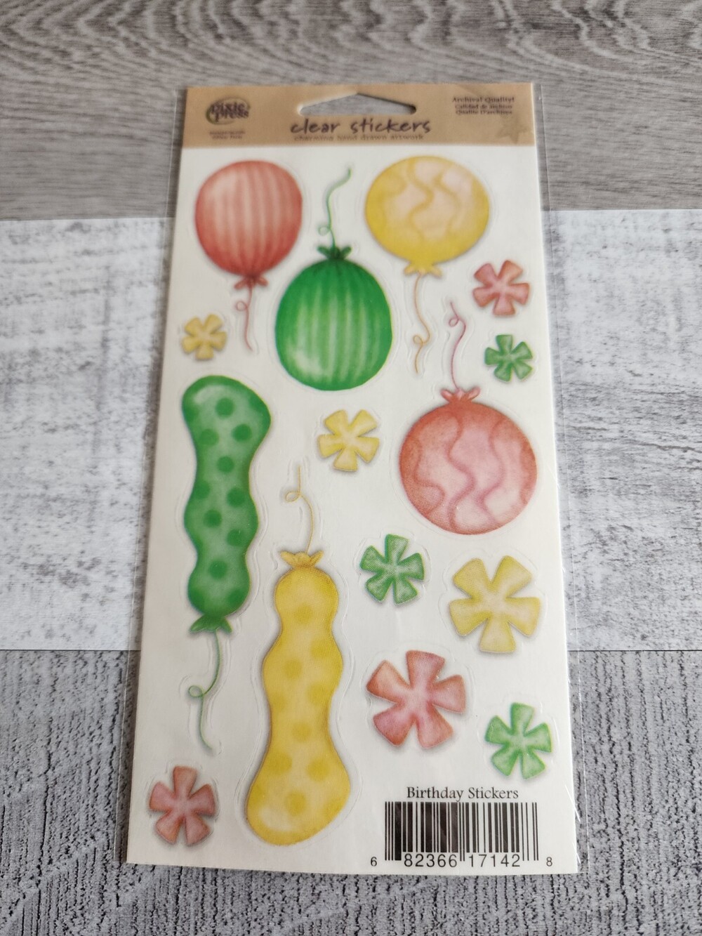 Birthday Balloon Stickers Clear Scrapbook Cards Pixie Press Retired New #48